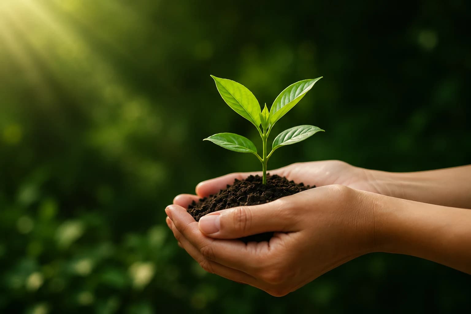 Hands holding plant β growth and nurturing